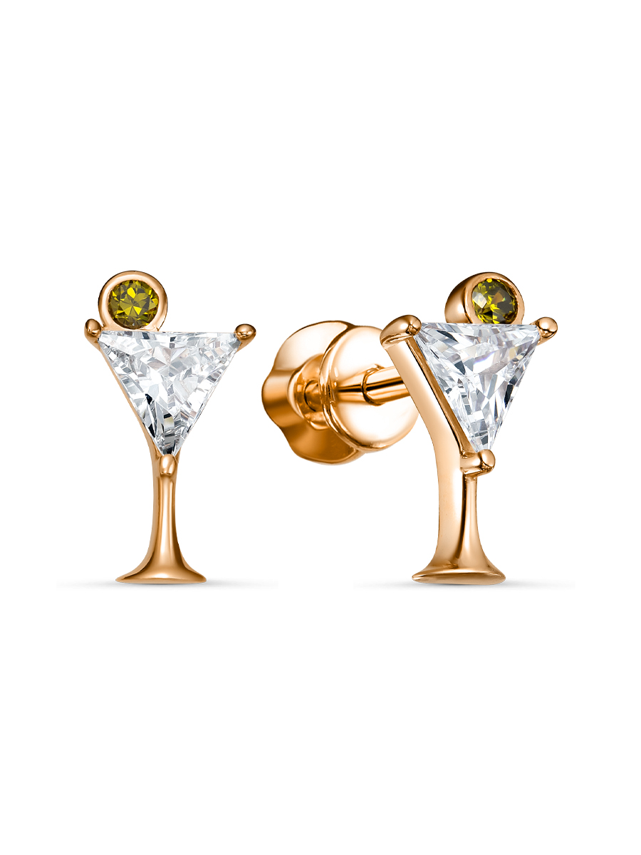 Серьги пусеты из серебра 925 с фианитом