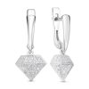 Серьги английский замок из серебра 925 с фианитом