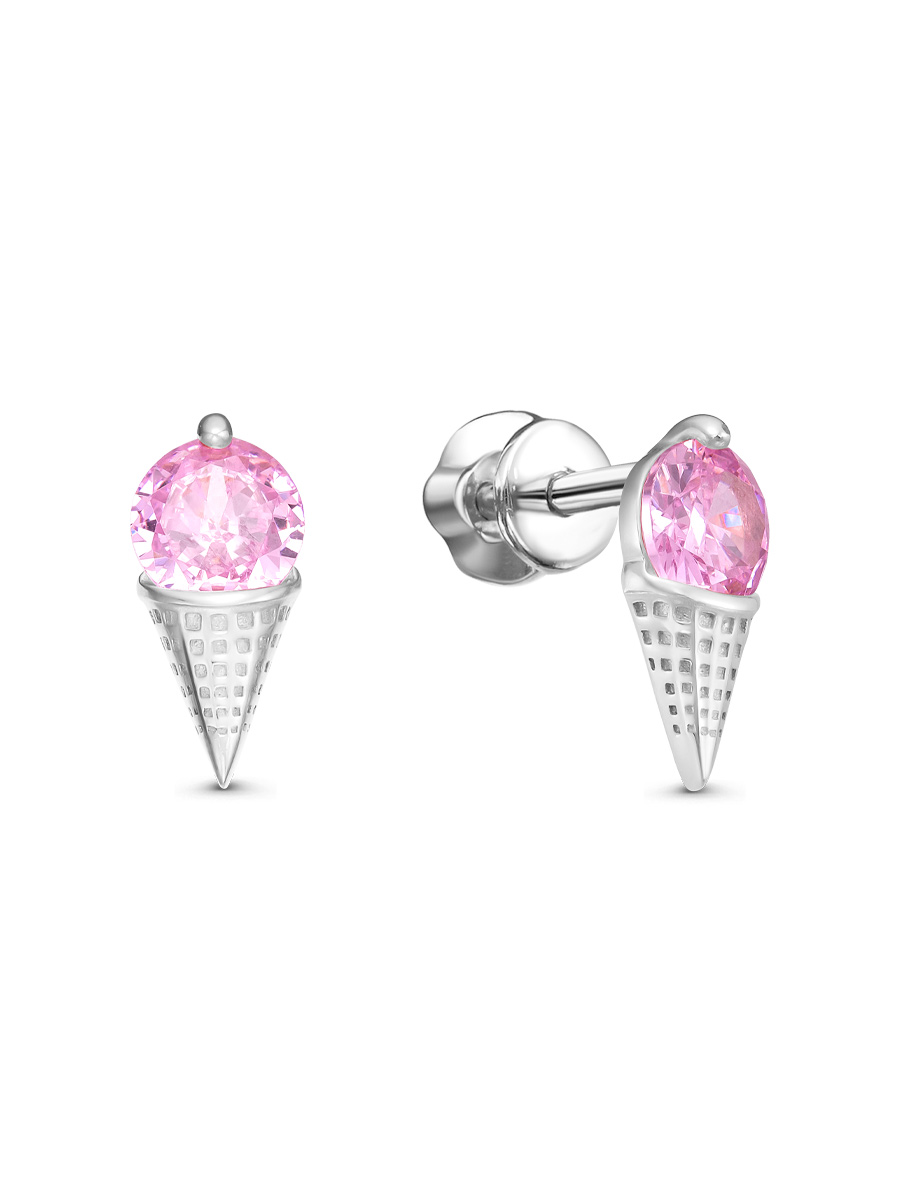 Серьги пусеты из серебра 925 с фианитом