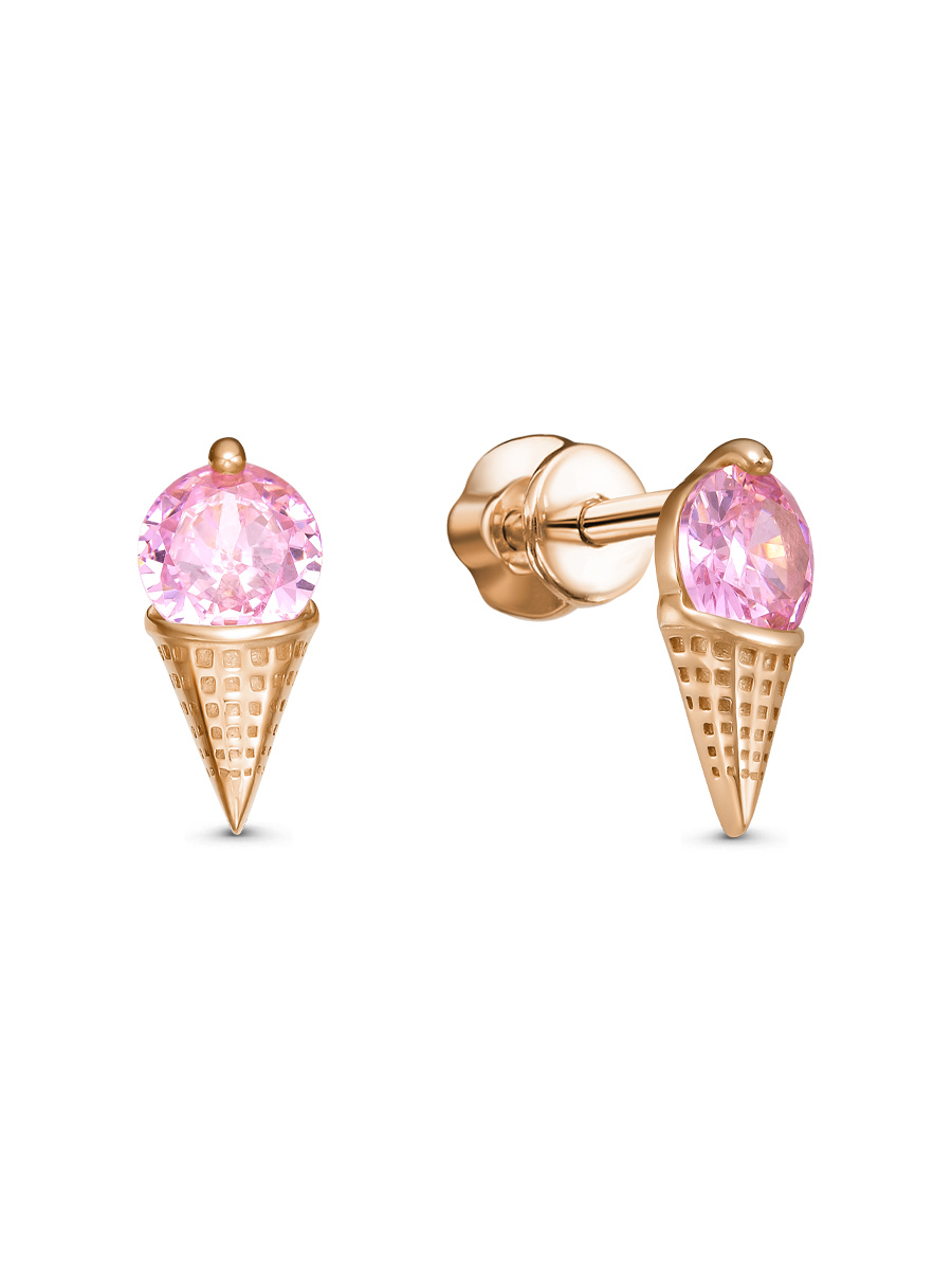 Серьги пусеты из серебра 925 с фианитом