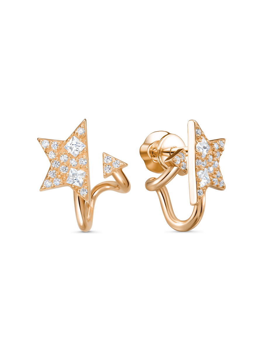 Серьги пусеты из серебра 925 с фианитом