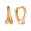 Серьги английский замок из серебра 925 с фианитом