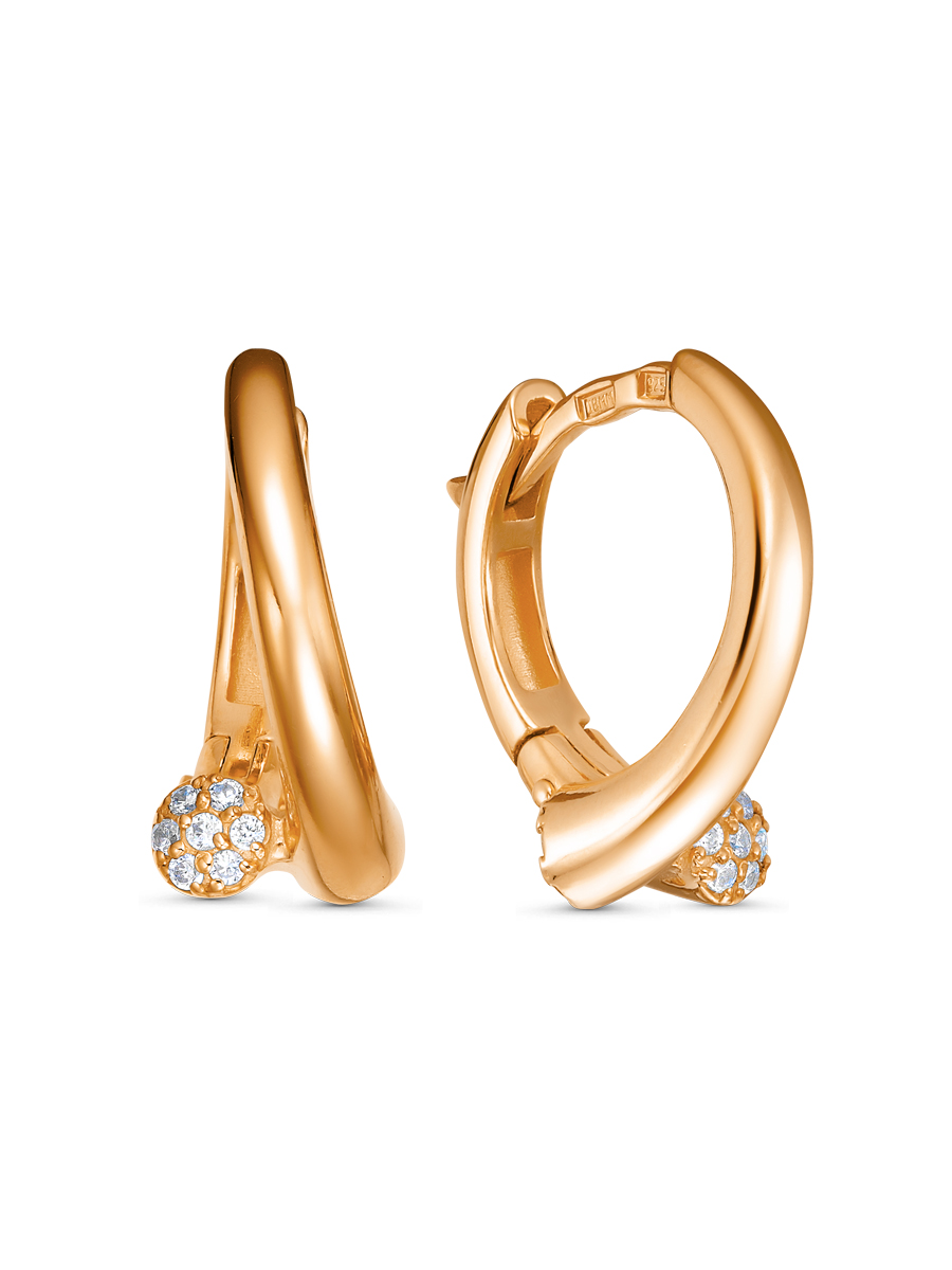 Серьги английский замок из серебра 925 с фианитом