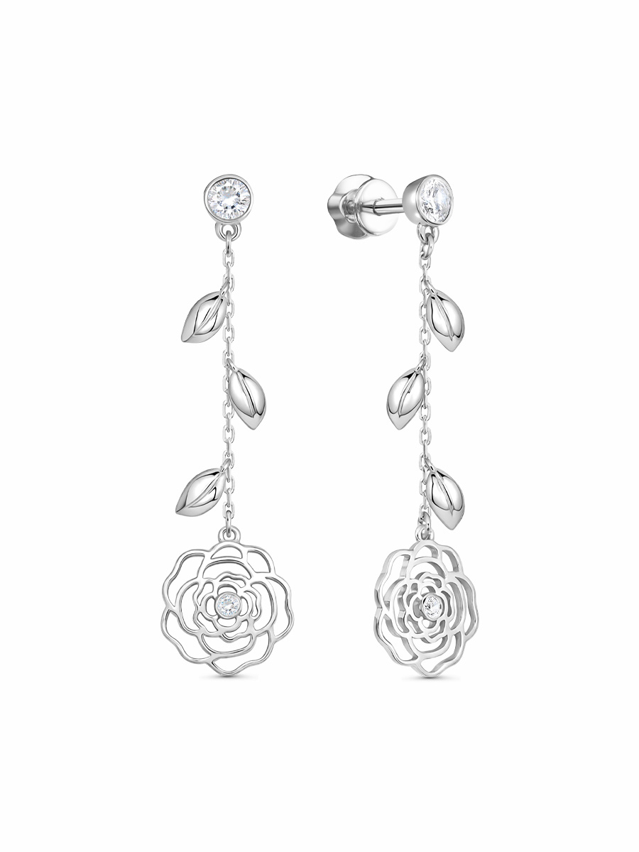 Серьги пусеты из серебра 925 с фианитом