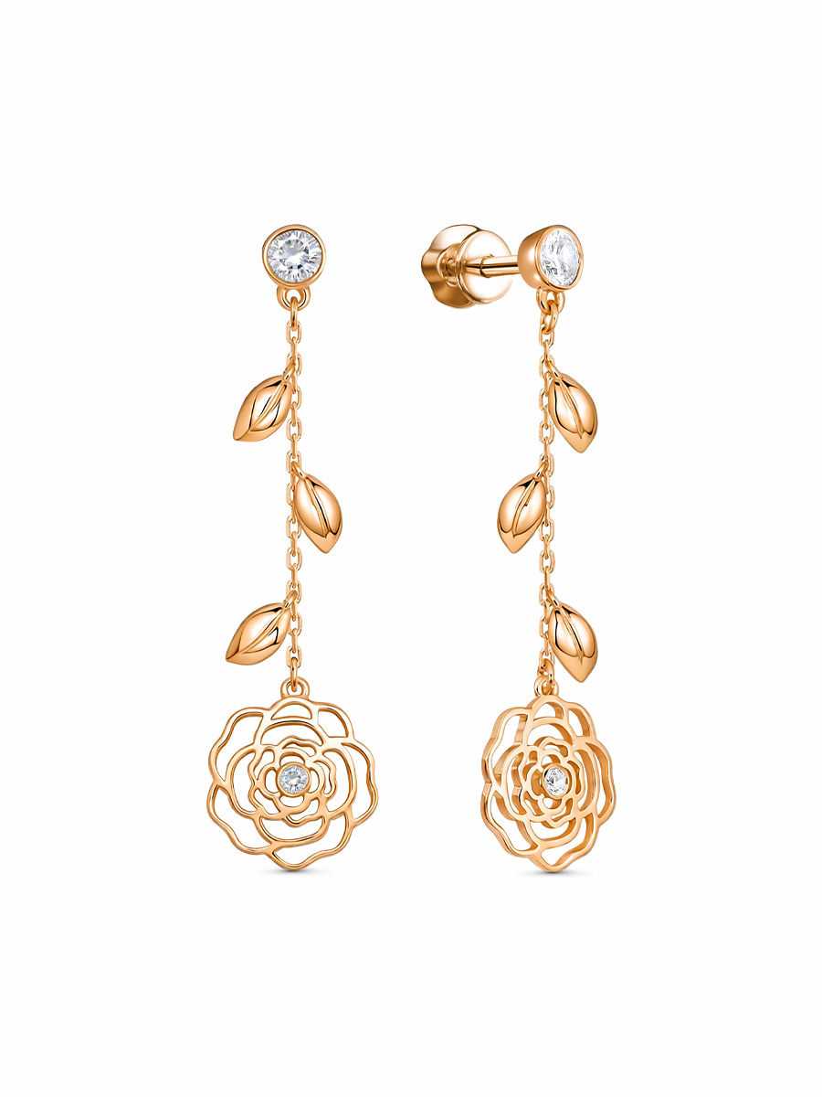 Серьги пусеты из серебра 925 с фианитом
