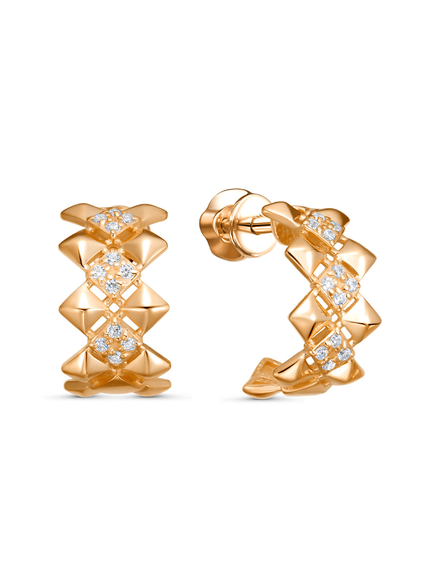 Серьги пусеты из серебра 925 с фианитом