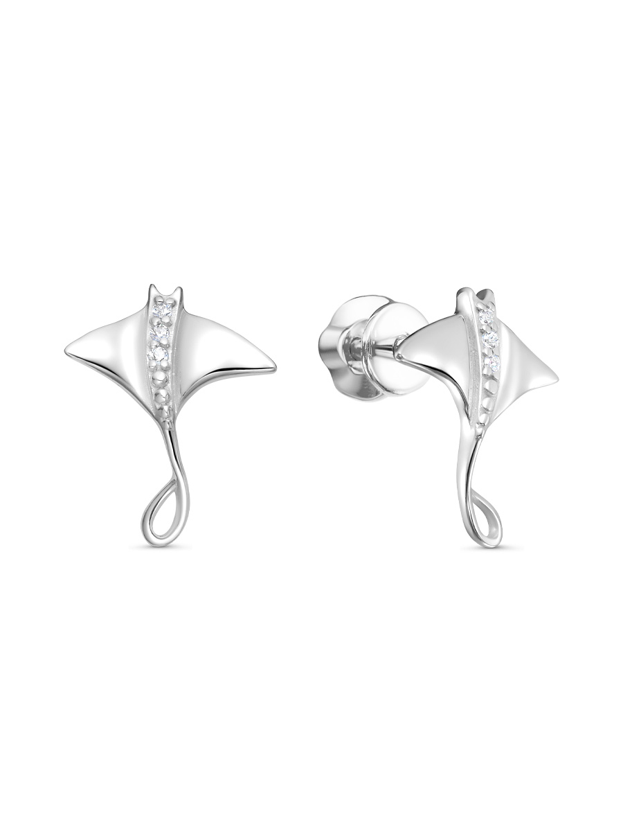 Серьги пусеты из серебра 925 с фианитом