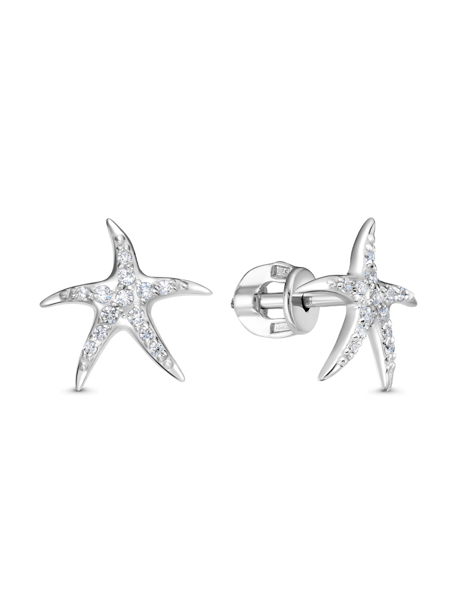 Серьги пусеты из серебра 925 с фианитом