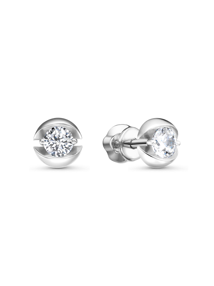 Серьги пусеты из серебра 925 с фианитом