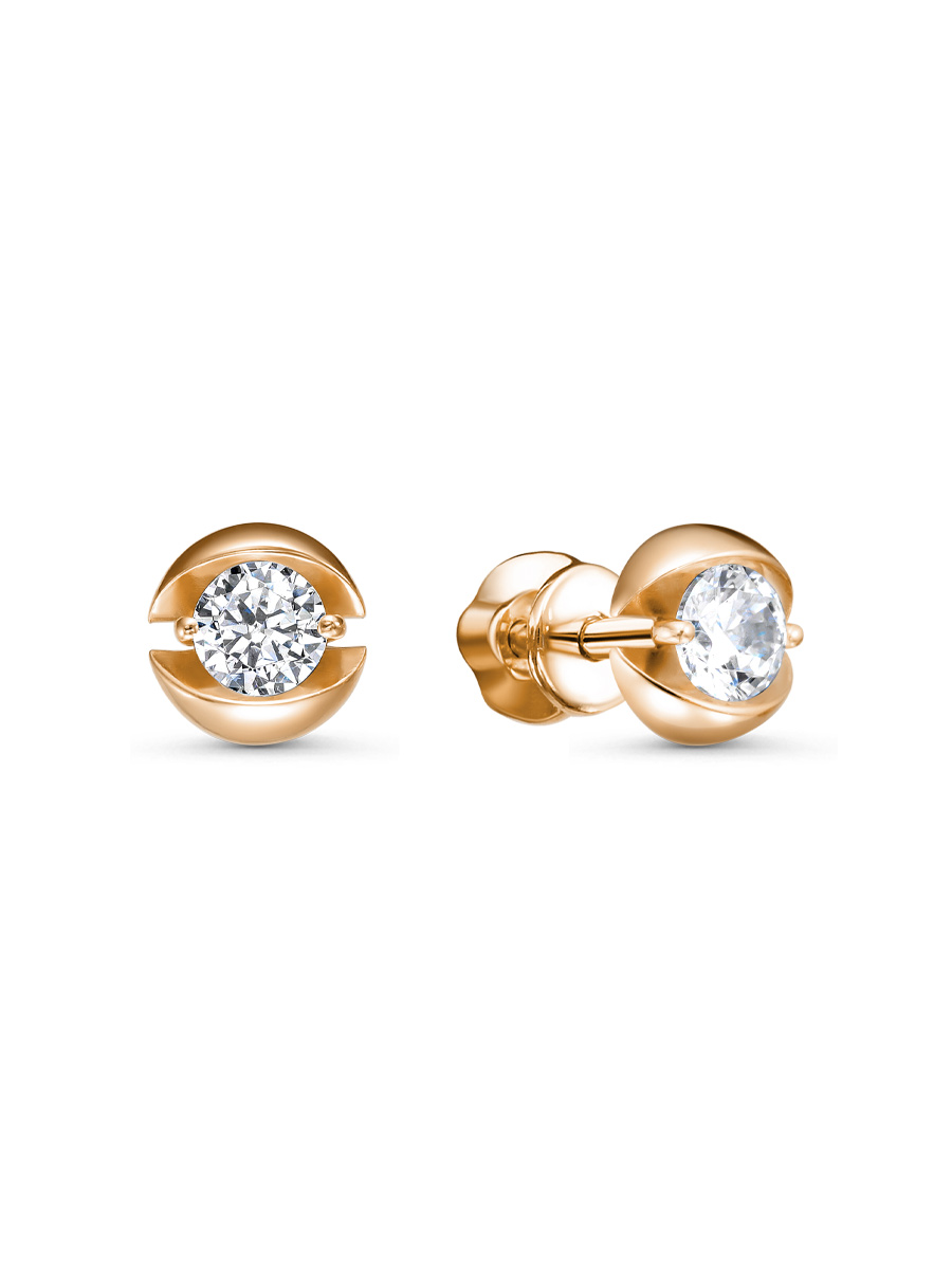 Серьги пусеты из серебра 925 с фианитом