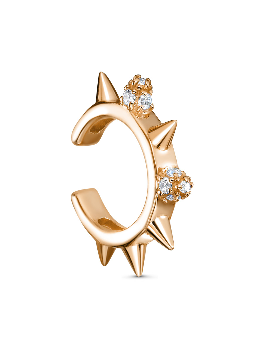 Серьга каффы из серебра 925 с фианитом