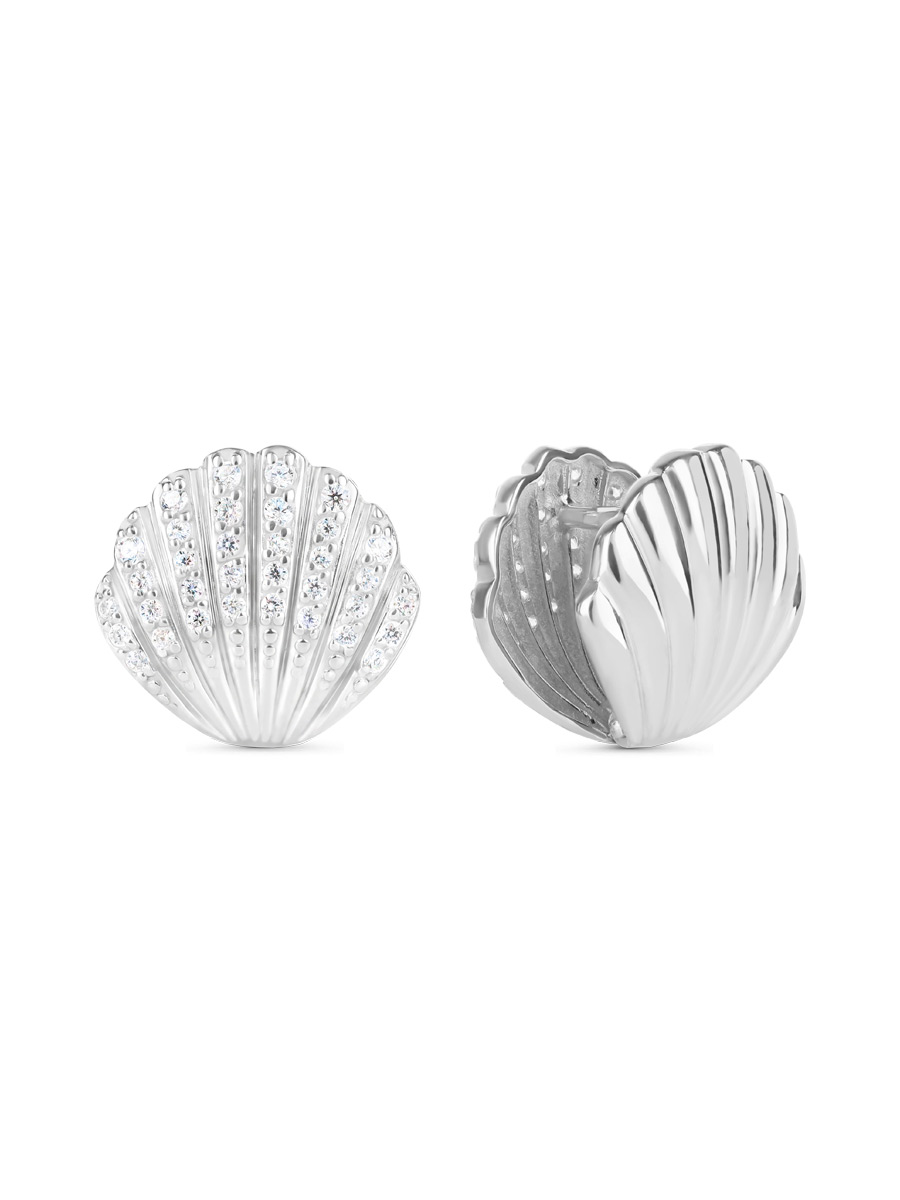 Серьги конго из серебра 925 с фианитом