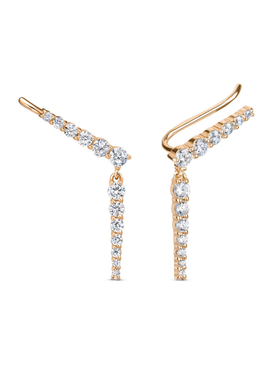 Серьги каффы из серебра 925 с фианитом