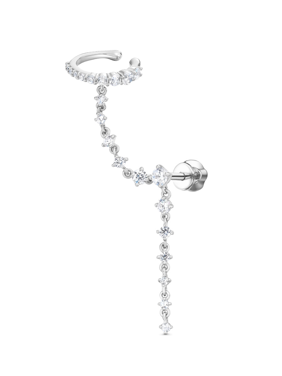 Серьга пусеты из серебра 925 с фианитом