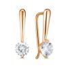 Серьги французский замок из серебра 925 с фианитом