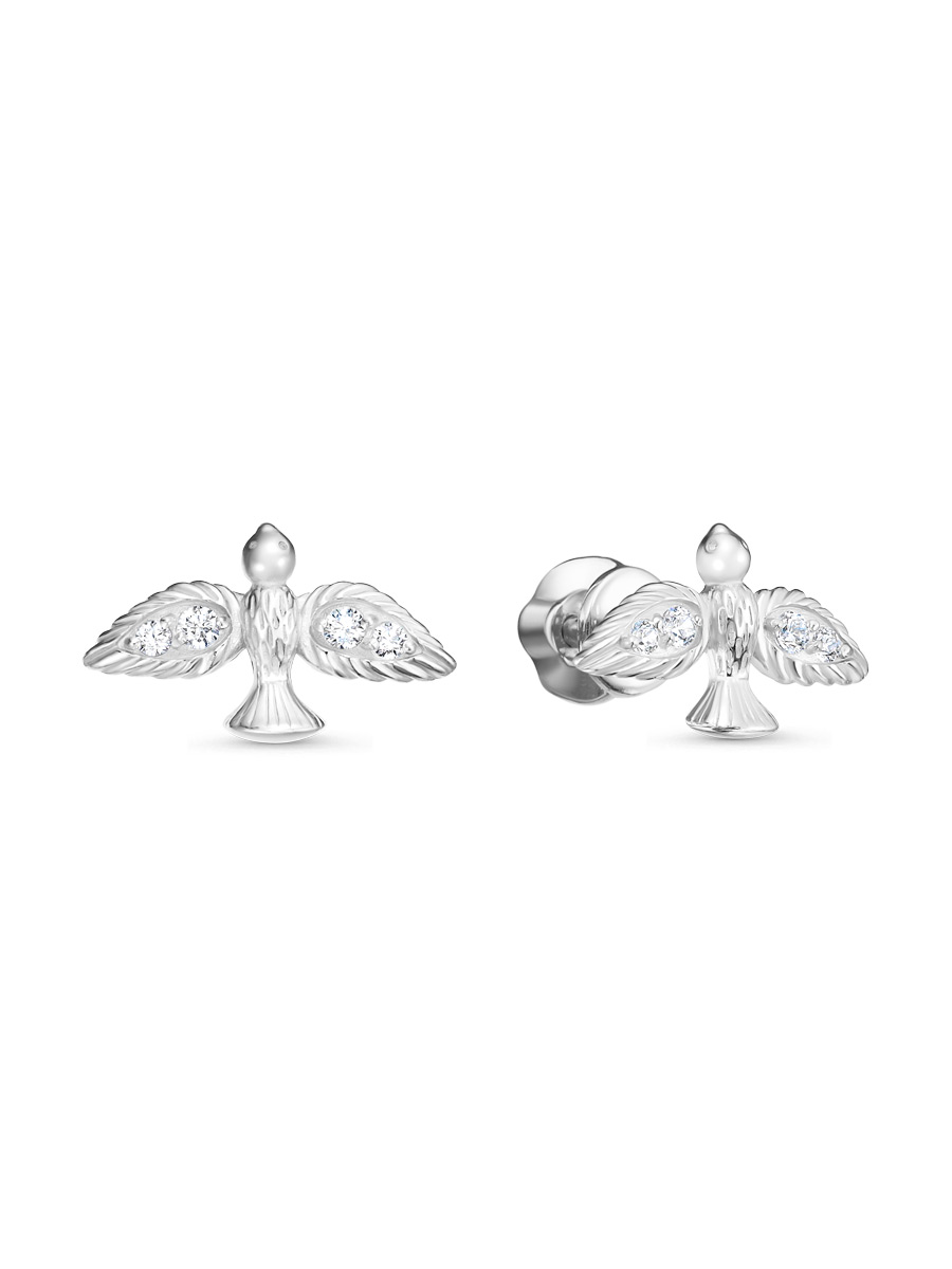 Серьги пусеты из серебра 925 с фианитом