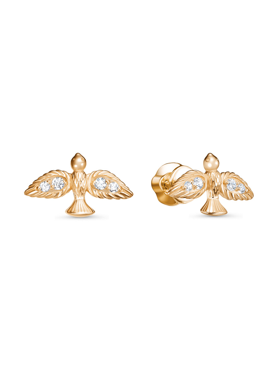 Серьги пусеты из серебра 925 с фианитом