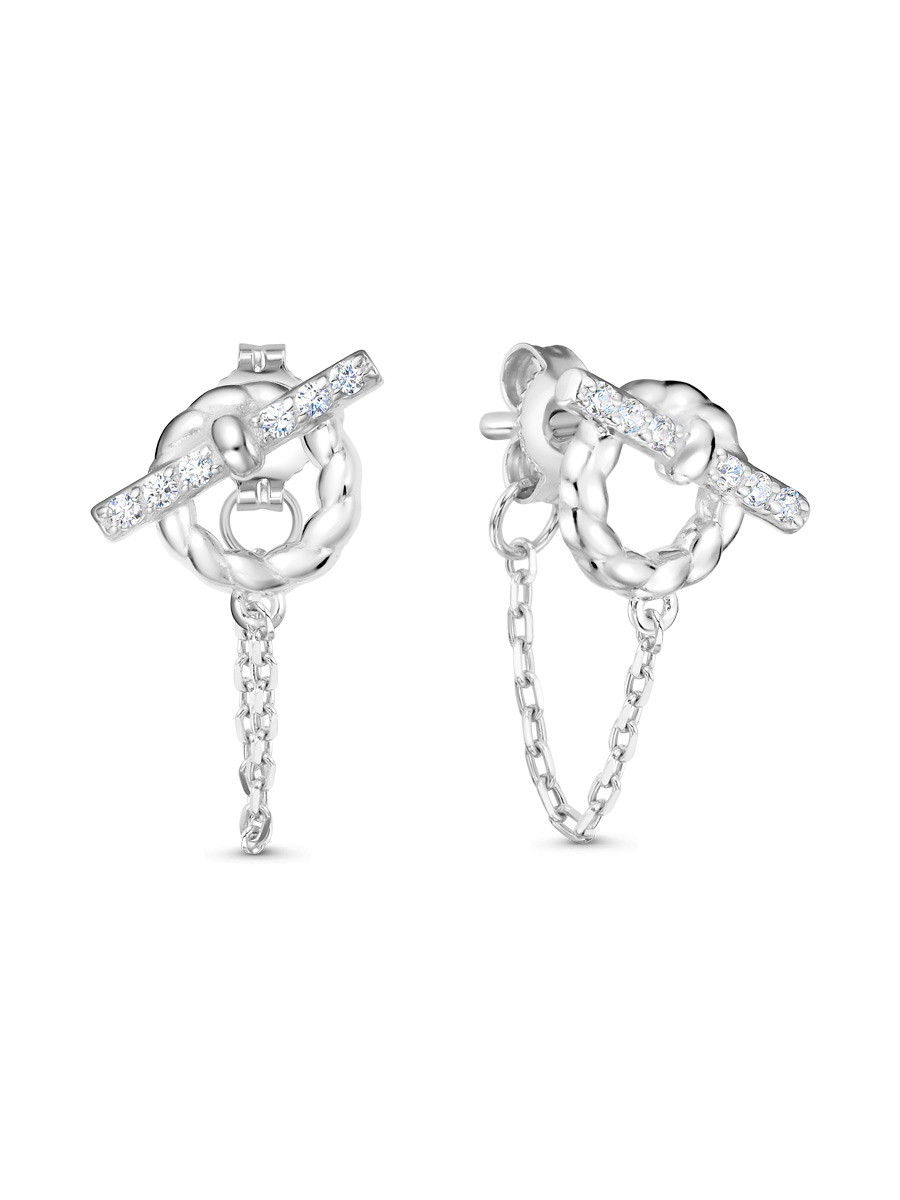 Серьги пусеты из серебра 925 с фианитом