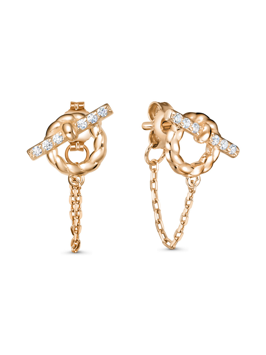 Серьги пусеты из серебра 925 с фианитом