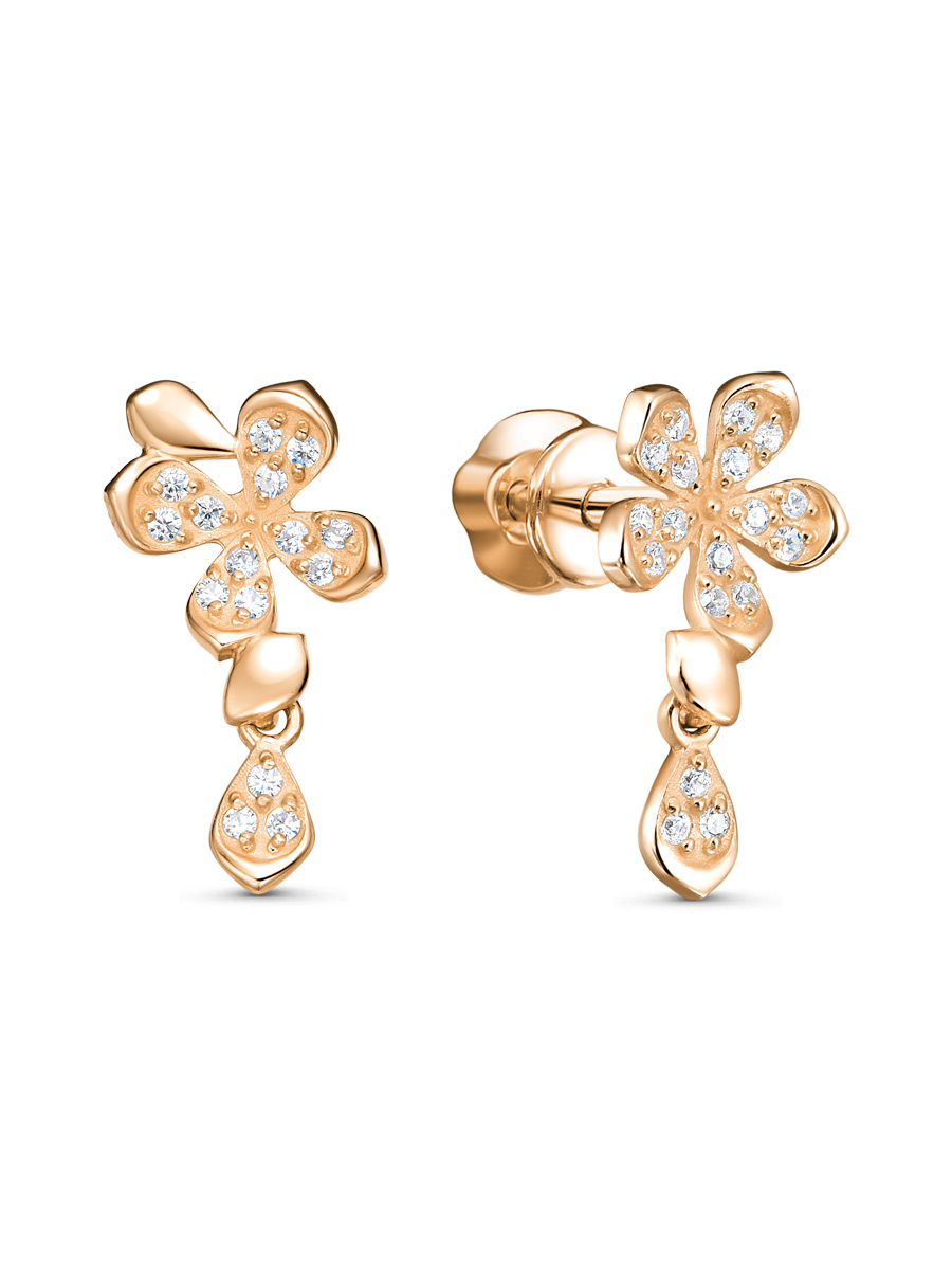 Серьги пусеты из серебра 925 с фианитом