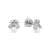 Серьги пусеты из серебра 925 с культивированным жемчугом, фианит