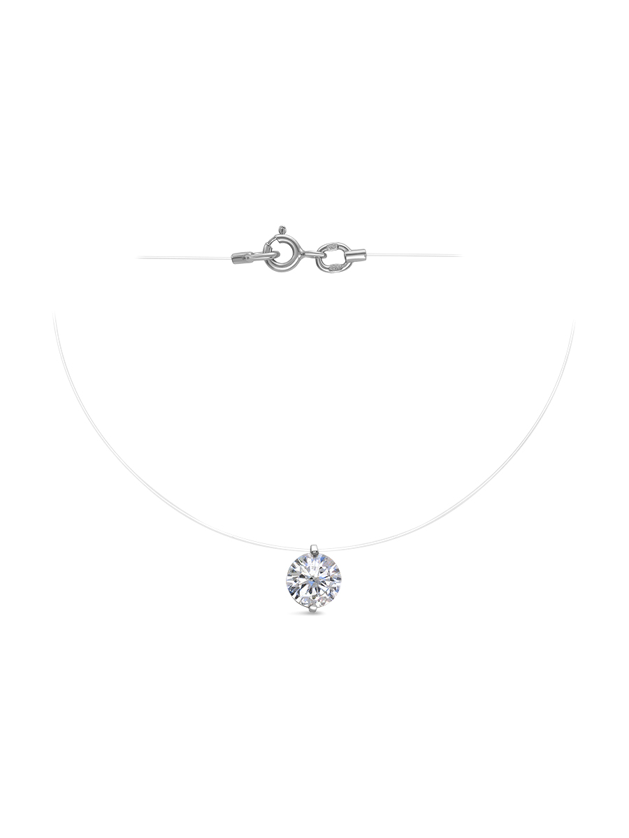 Колье на леске из серебра 925 с фианитом