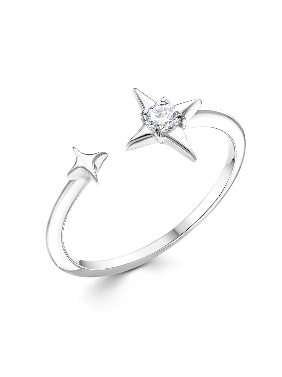 Кольцо классическое из серебра 925 с фианитом