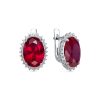 Серьги английский замок из серебра 925 с рубином корунд, фианит