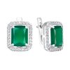 Серьги английский замок из серебра 925 с агатом, фианит
