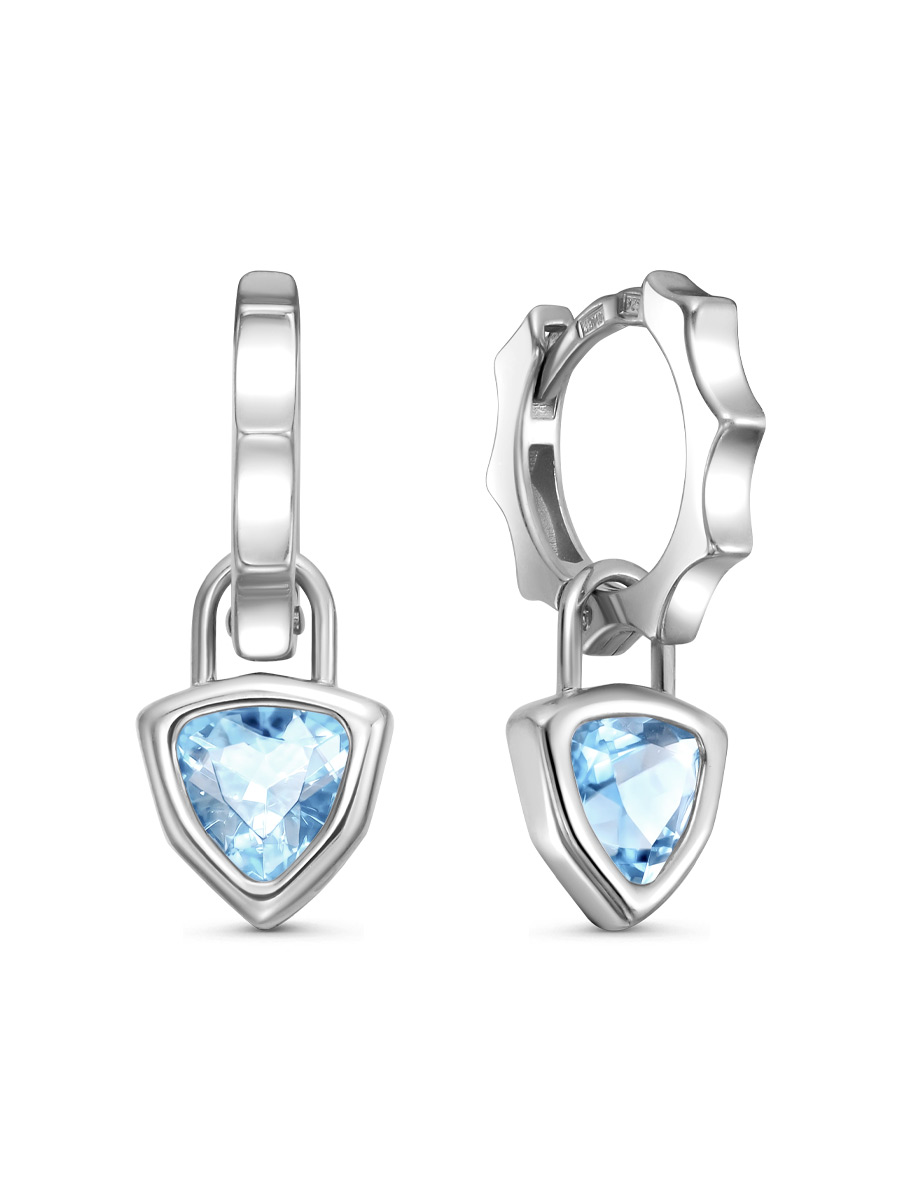 Серьги английский замок из серебра 925 с топазом