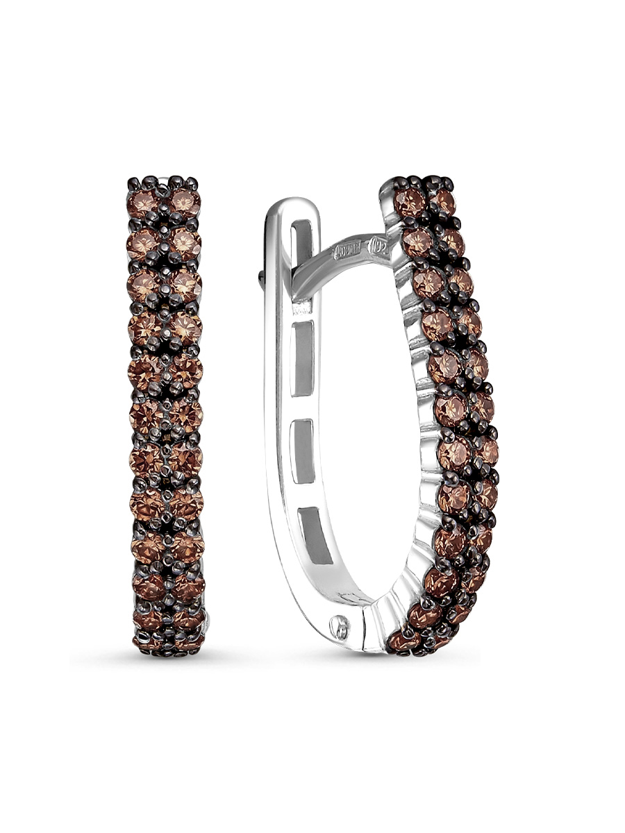 Серьги английский замок из серебра 925 с фианитом
