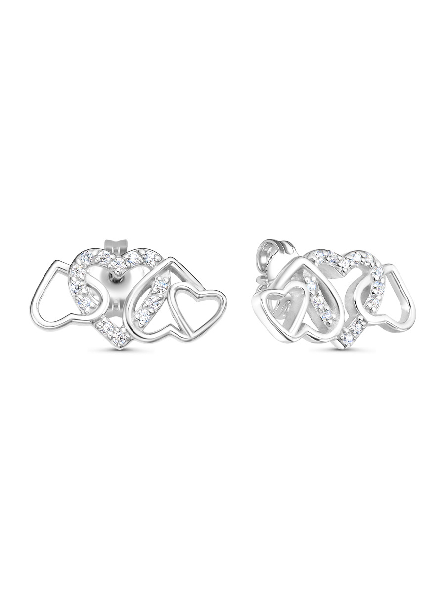 Серьги пусеты из серебра 925 с фианитом