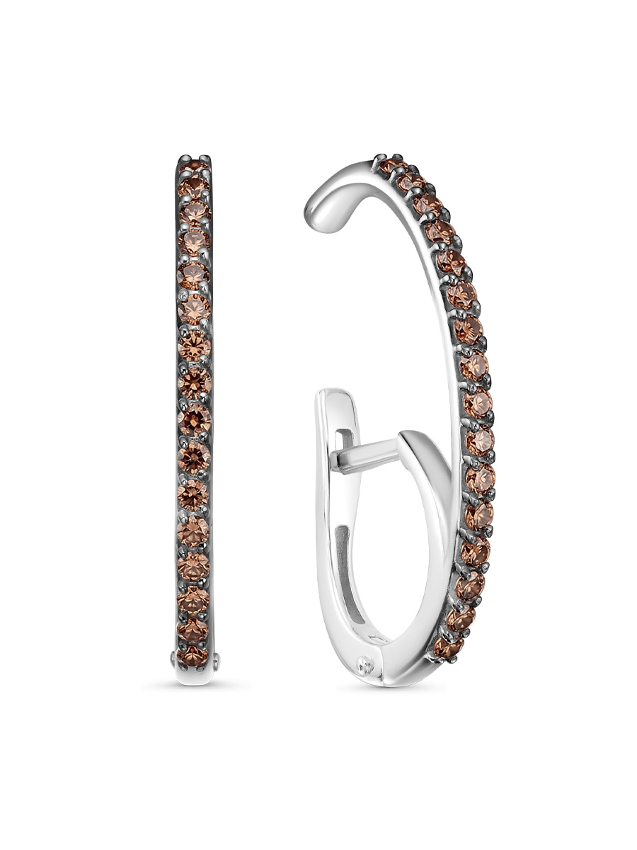 Серьги английский замок из серебра 925 с фианитом