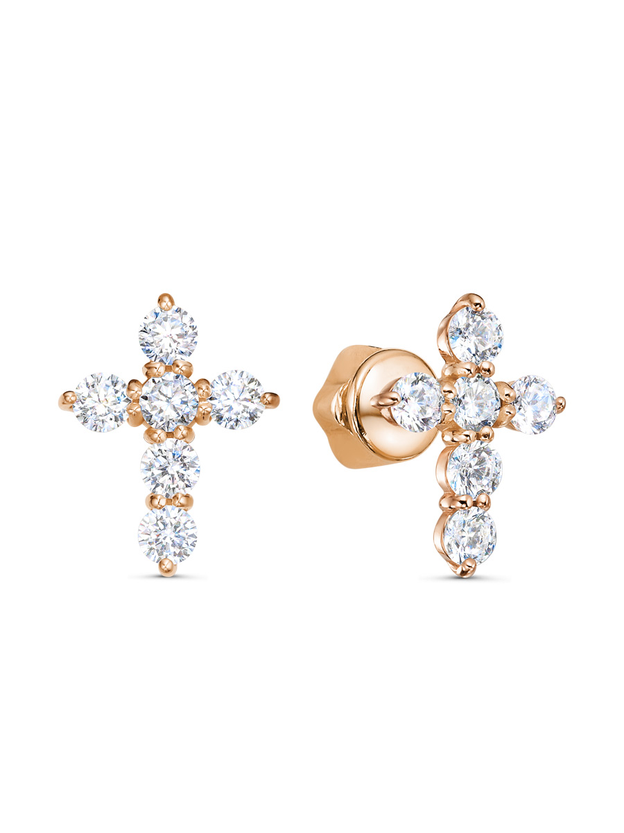 Серьги пусеты из серебра 925 с фианитом