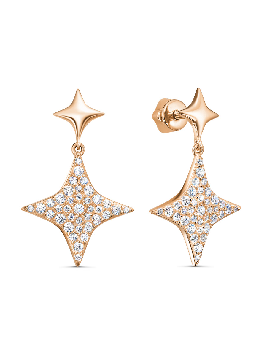 Серьги пусеты из серебра 925 с фианитом