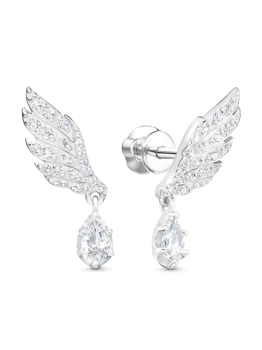 Серьги пусеты из серебра 925 с фианитом