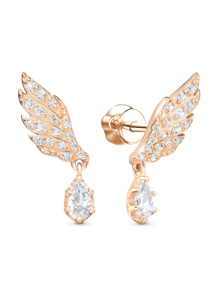 Серьги пусеты из серебра 925 с фианитом