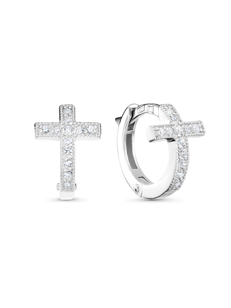 Серьги английский замок из серебра 925 с фианитом