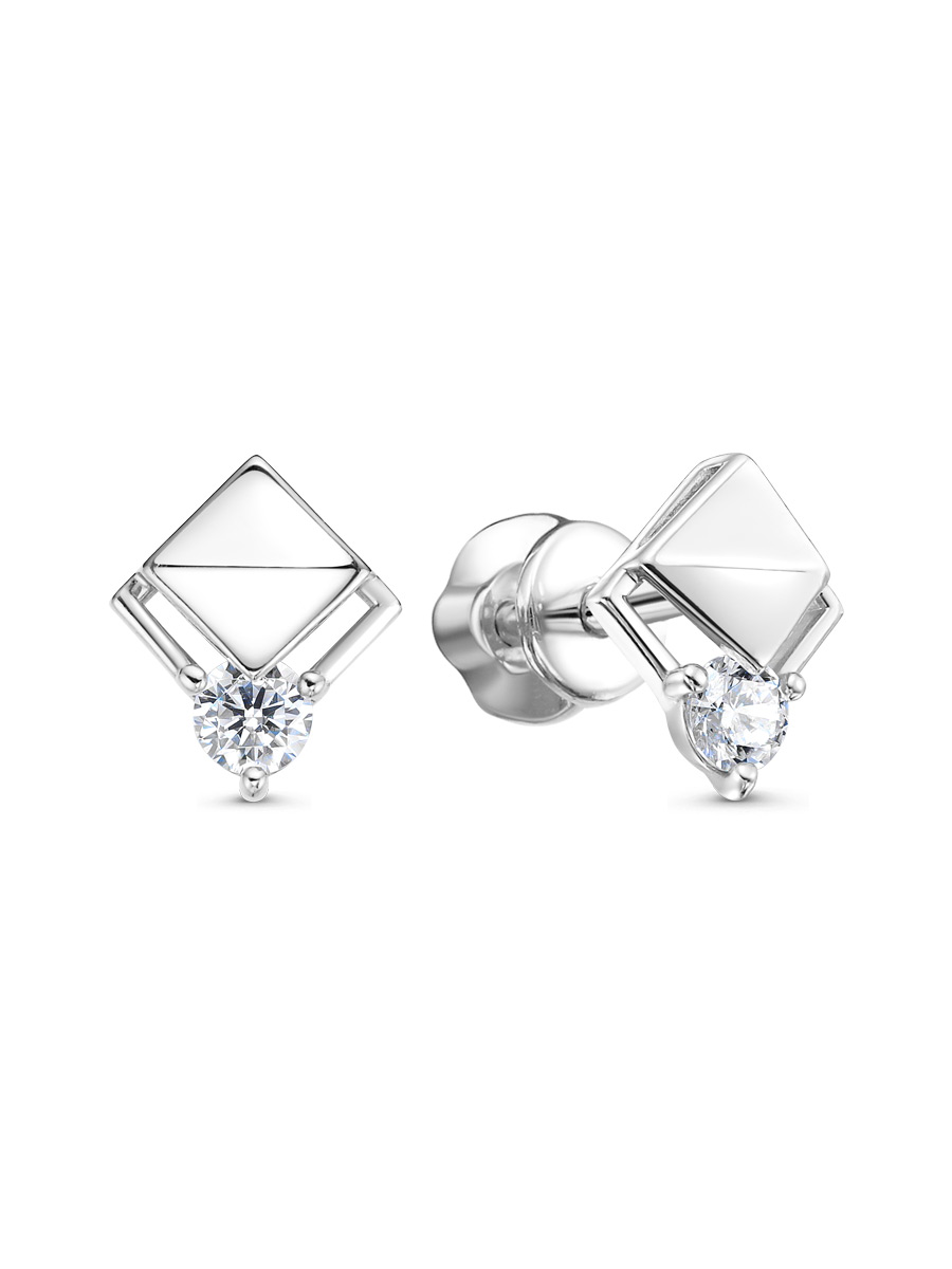 Серьги пусеты из серебра 925 с фианитом