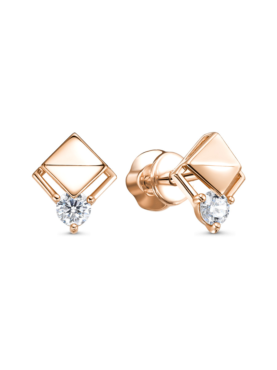 Серьги пусеты из серебра 925 с фианитом
