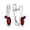 Серьги английский замок из серебра 925 с гранатом