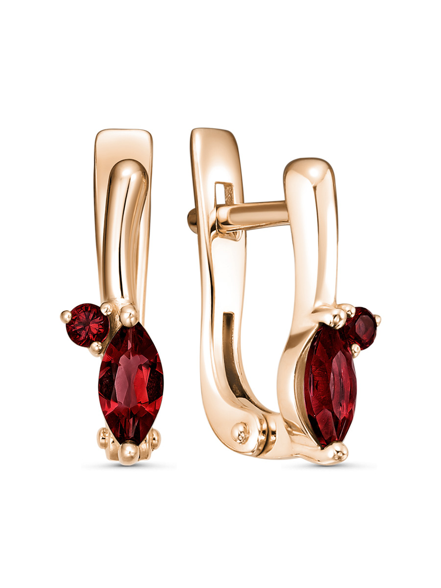 Серьги английский замок из серебра 925 с гранатом
