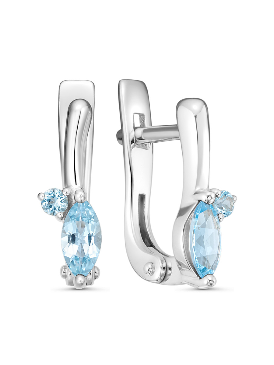 Серьги английский замок из серебра 925 с топазом