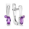 Серьги английский замок из серебра 925 с аметистом
