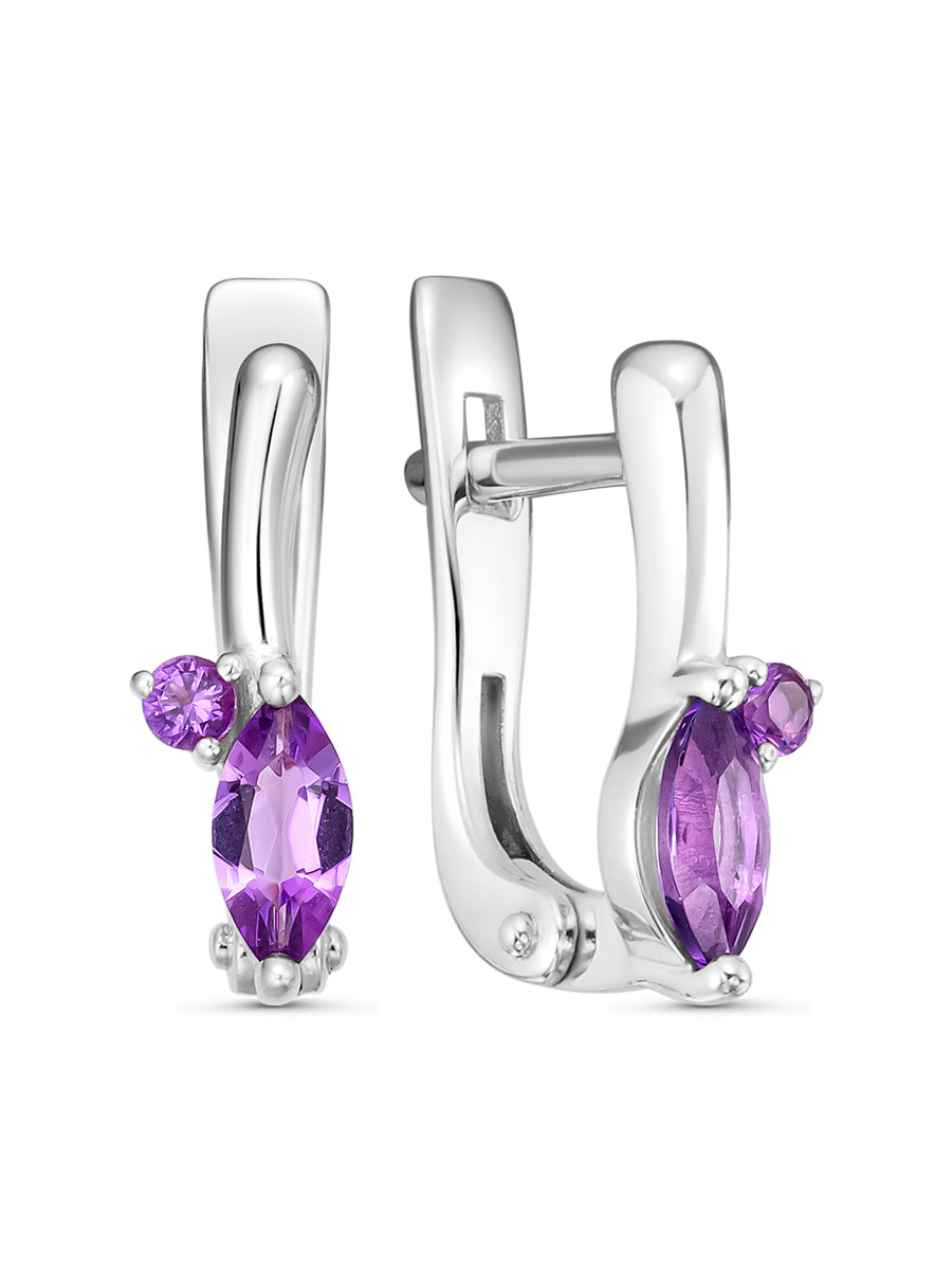 Серьги английский замок из серебра 925 с аметистом