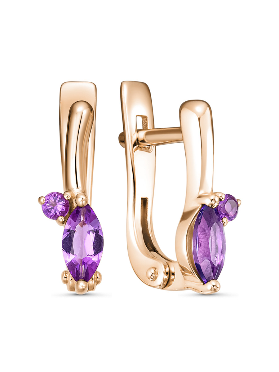 Серьги английский замок из серебра 925 с аметистом
