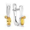 Серьги английский замок из серебра 925 с цитрином