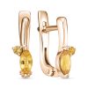 Серьги английский замок из серебра 925 с цитрином
