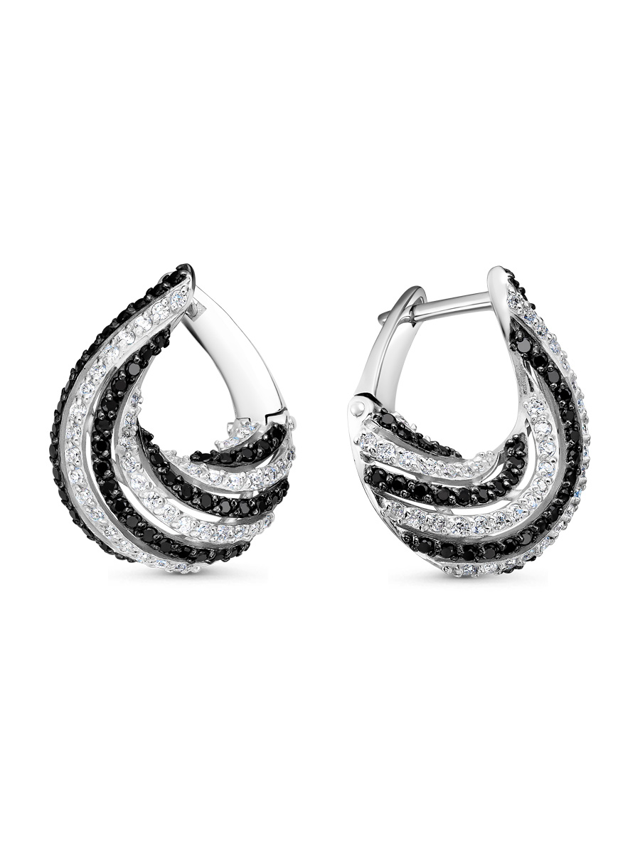 Серьги английский замок из серебра 925 с шпинелем, фианит