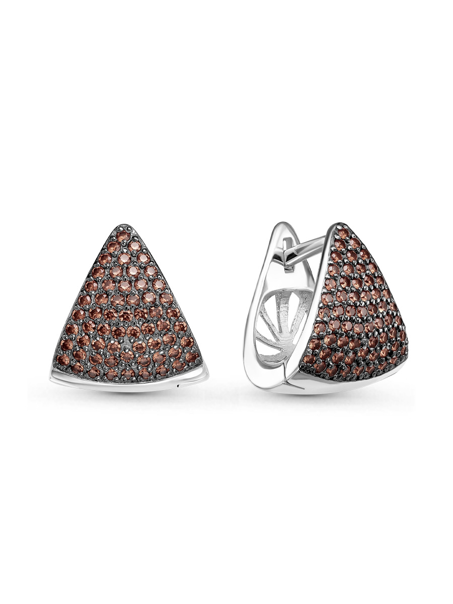 Серьги английский замок из серебра 925 с фианитом
